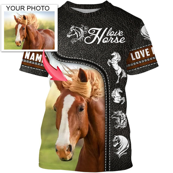 Love Horse Customized name and photo 3D All over print Shirts - FSD137