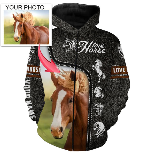 Love Horse Customized name and photo 3D All over print Shirts - FSD137