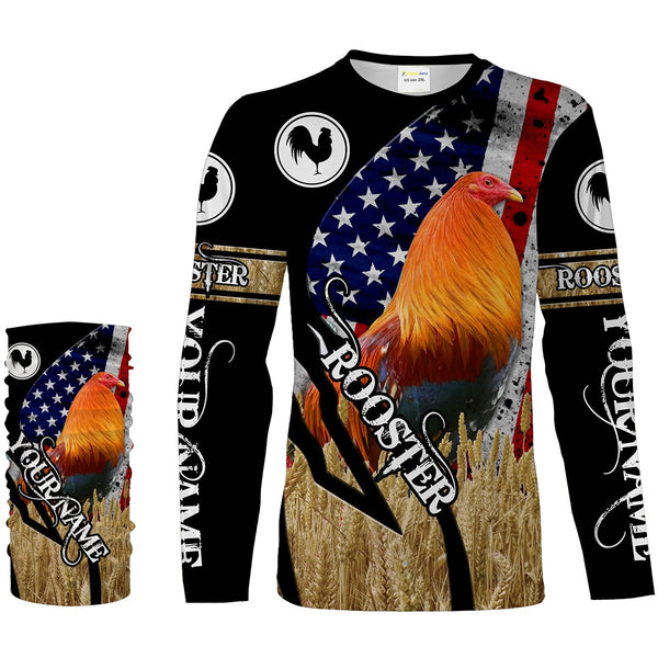 Patriotic Rooster American Flag Custom Name 3D All over Printed Shirt Tshirt - Rooster Farm Animal Personalized Gift FSD2210