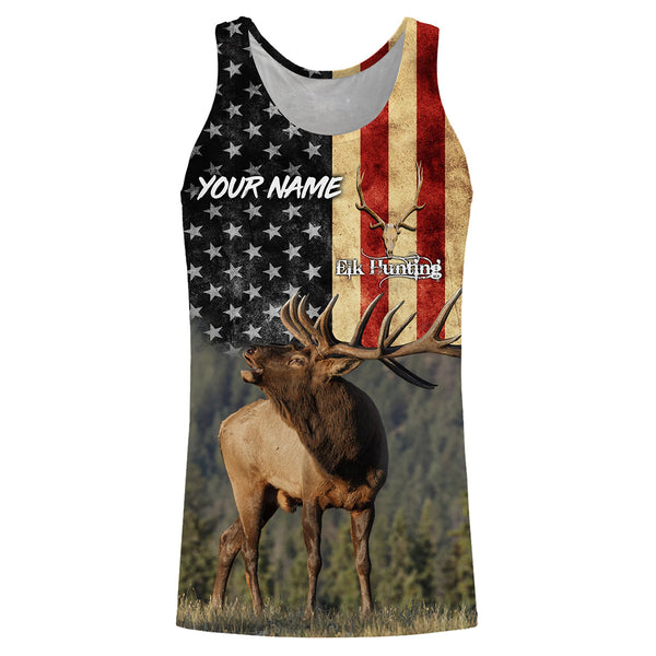 Elk hunting American flag Custom name All over print shirt, T-shirt, Hoodie, Long sleeve Hunting gift FSD3165