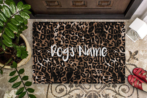 Personalized Leopard Print Doormat, Custom Name Door Mat, Personalized Gifts for Pet, Pet Owners FSD2856