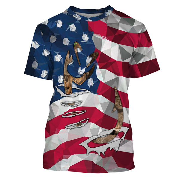 Patriotic Fishing shirt with American Flag and Fishing Hook 3D shirt, Fishing long sleeve fishing tshirt FSD3268