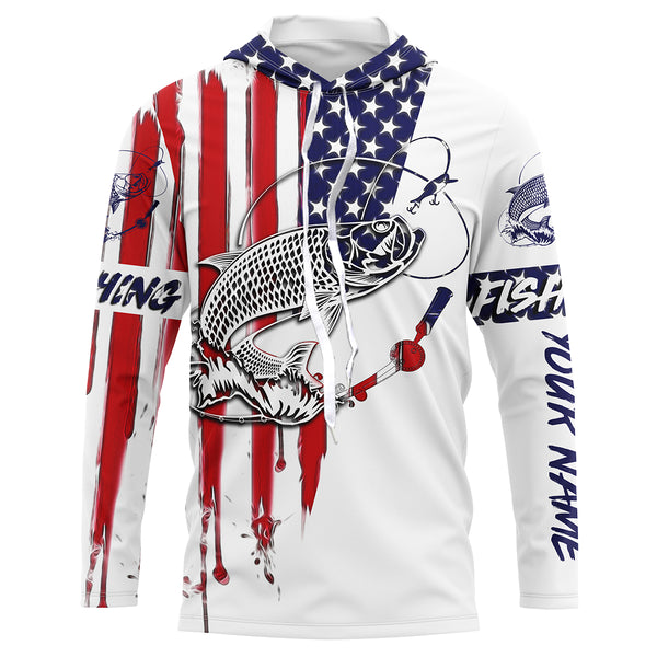 Fishing Shirt American Flag Tarpon fishing Apparel for Adult and Kid, Personalized Patriotic fishing gifts FSD2579