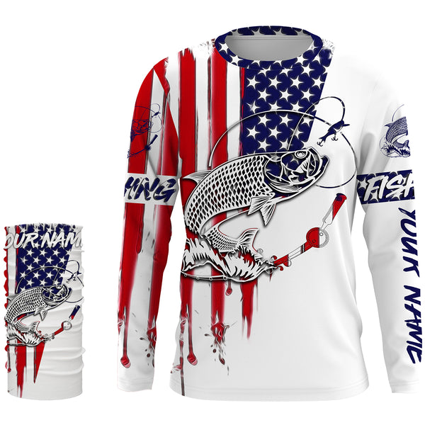 Fishing Shirt American Flag Tarpon fishing Apparel for Adult and Kid, Personalized Patriotic fishing gifts FSD2579