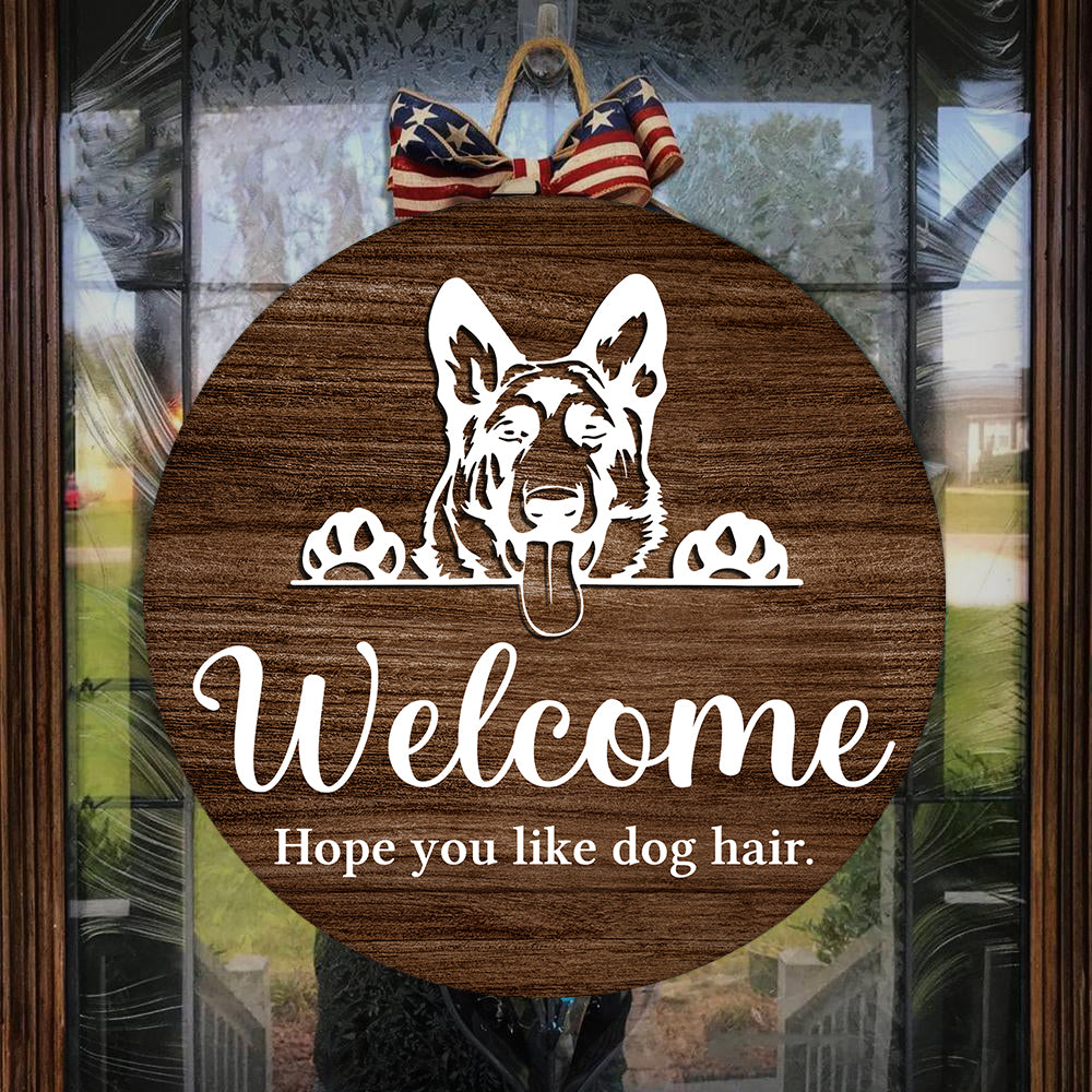 Wooden Door Hanger | Welcome Hope you like Dog hair Dog face Welcome Sign Dog Owners Home Decorations FSDA5