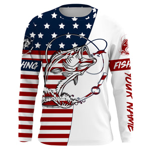 Largemouth Bass Fishing American flag Patriotic Fishing Shirts, Personalized Fishing Gift FSD2891