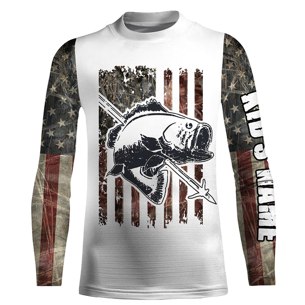 Bowfishing American USA Flag Camo Custom Name Sun/UV Protection 3D Shirts For Fisherman Personalized Fishing Gifts FSD2905