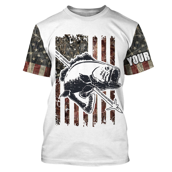 Bowfishing American USA Flag Camo Custom Name Sun/UV Protection 3D Shirts For Fisherman Personalized Fishing Gifts FSD2905