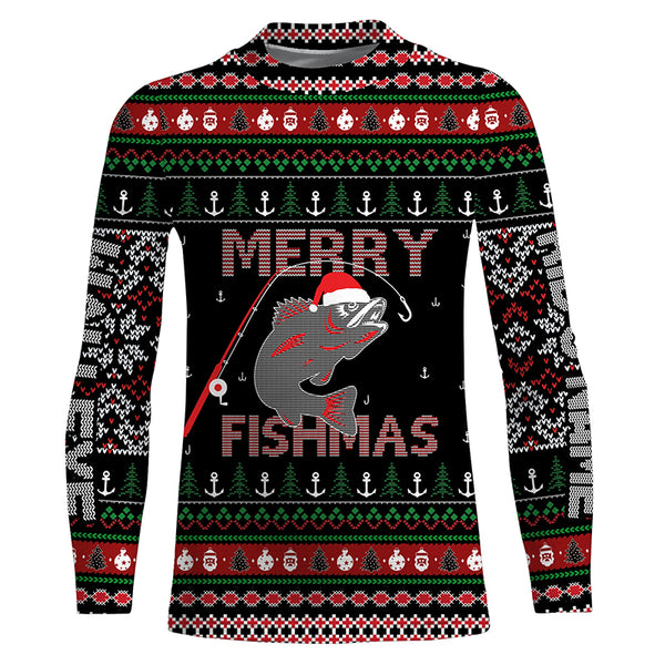 Ugly Fishing Christmas Walleye Merry Fishmas Custom Name Shirts, Christmas Gift for Fisherman FSD3639