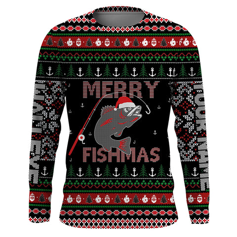 Ugly Fishing Christmas Walleye Merry Fishmas Custom Name Shirts, Christmas Gift for Fisherman FSD3639