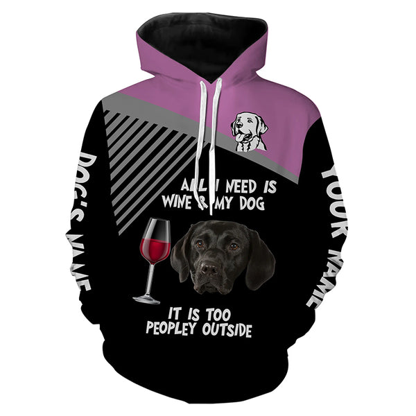 Funny Black Labrador customize Name 3D All over print Shirt, Hoodie, T-shirt Wine and Dog Funny Gifts FSD3641