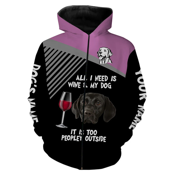 Funny Black Labrador customize Name 3D All over print Shirt, Hoodie, T-shirt Wine and Dog Funny Gifts FSD3641