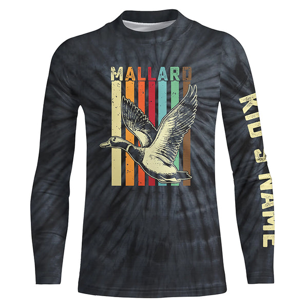 Mallard Duck Hunting Retro tie dye Custom Name T-shirt, Long sleeve, Hoodie for Duck Hunters FSD3938