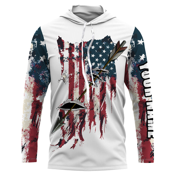 Archery Bowfishing American flag Patriotic custom name UV protection Shirt, Personalized gifts FSD3196