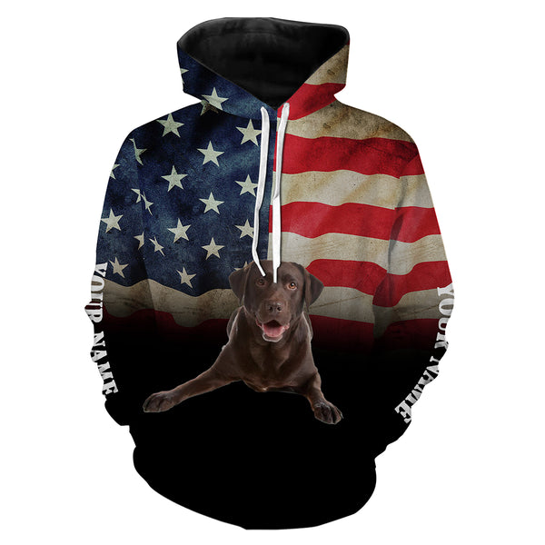 Chocolate Labrador Retriever American Flag 3D All Over Printed Shirts, Personalized Labs Lover Gifts For Men, Women FSD2598