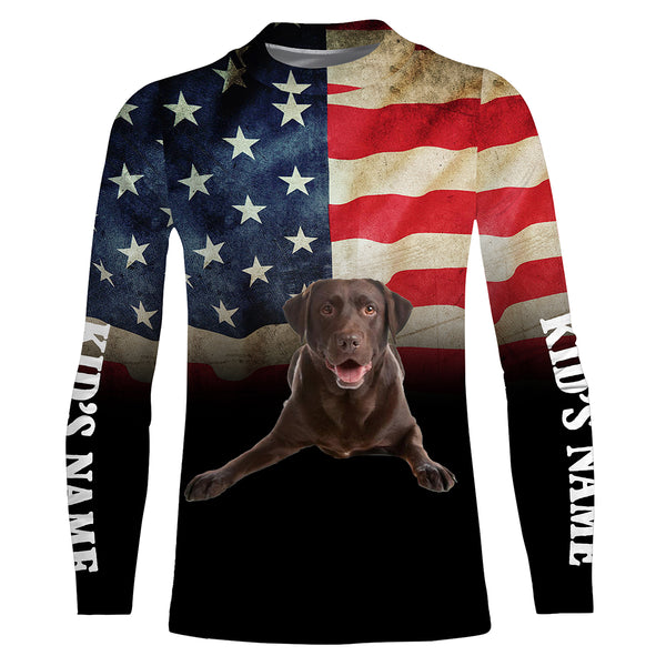 Chocolate Labrador Retriever American Flag 3D All Over Printed Shirts, Personalized Labs Lover Gifts For Men, Women FSD2598