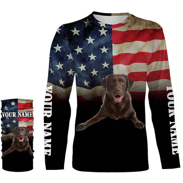 Chocolate Labrador Retriever American Flag 3D All Over Printed Shirts, Personalized Labs Lover Gifts For Men, Women FSD2598