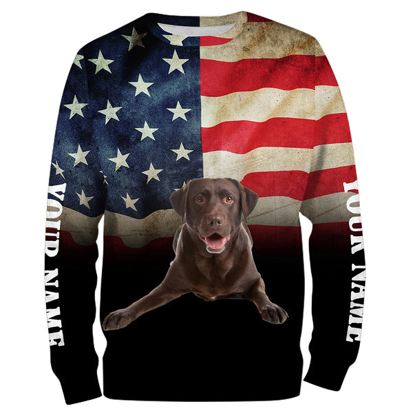 Chocolate Labrador Retriever American Flag 3D All Over Printed Shirts, Personalized Labs Lover Gifts For Men, Women FSD2598