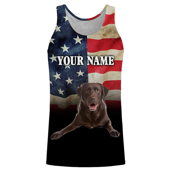 Chocolate Labrador Retriever American Flag 3D All Over Printed Shirts, Personalized Labs Lover Gifts For Men, Women FSD2598