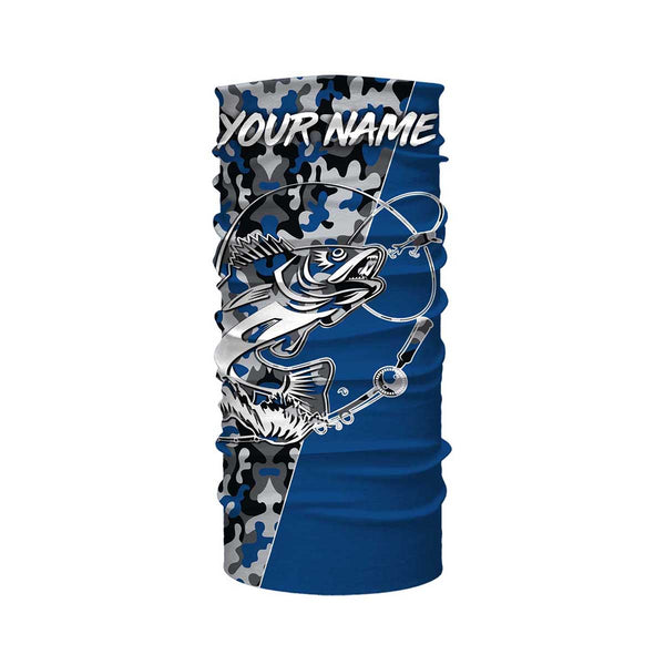 Walleye Tattoo camo Blue Walleye Fishing Custom Name UV Protection Shirts, Walleye Fishing Tournament Clothing - FSD2985