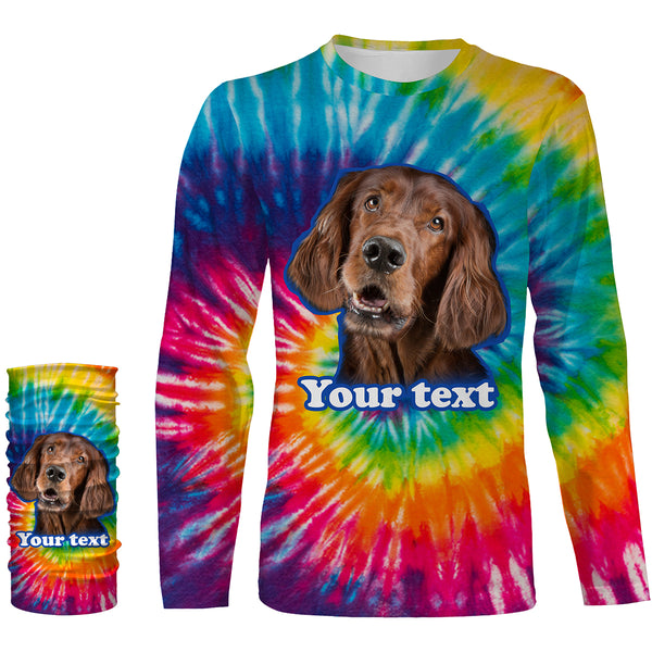 Custom Dog's Photo and Text Tye Die 3D All Over Printed Hoodie, T-shirt, Long sleeve, Personalized Dog Gifts - FSD2813