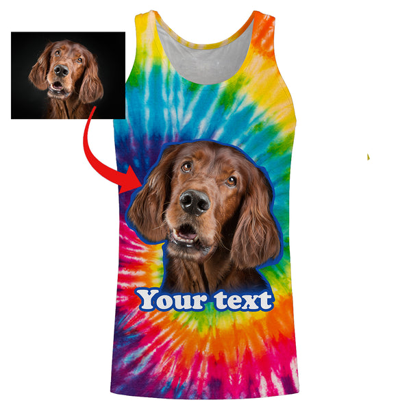 Custom Dog's Photo and Text Tye Die 3D All Over Printed Hoodie, T-shirt, Long sleeve, Personalized Dog Gifts - FSD2813