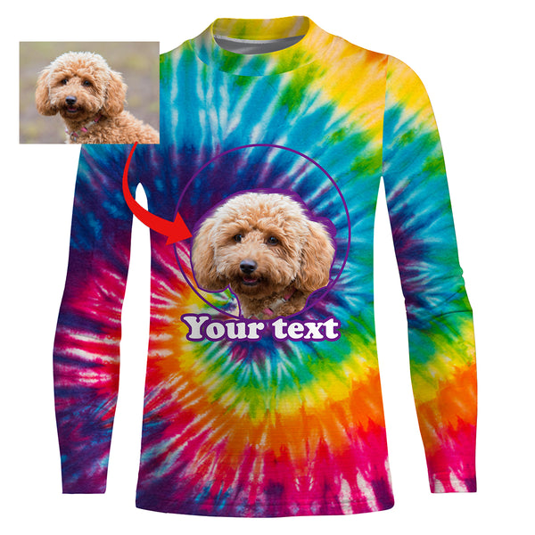 Custom Dog Face, Dog's Photo and Text Tie Dye 3D All over printed T-shirt, Hoodie - Personalized Gift for Dog Owner, Dog Lovers FSD2815