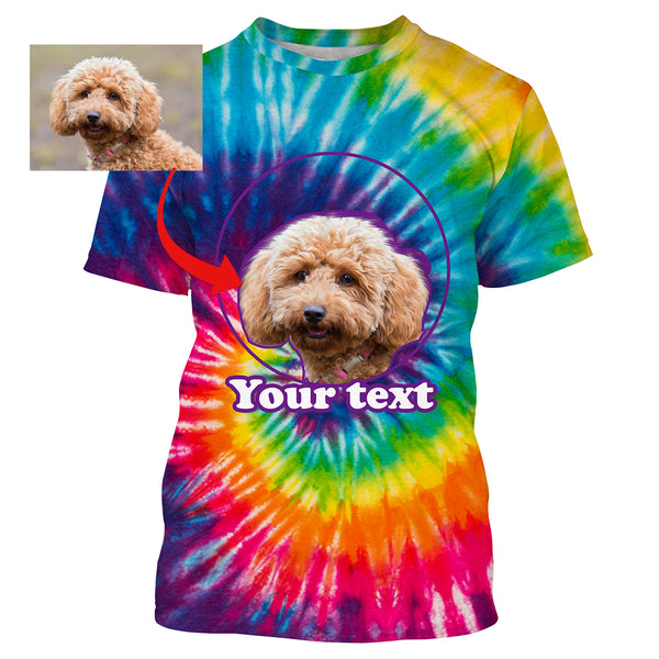 Custom Dog Face, Dog's Photo and Text Tie Dye 3D All over printed T-shirt, Hoodie - Personalized Gift for Dog Owner, Dog Lovers FSD2815