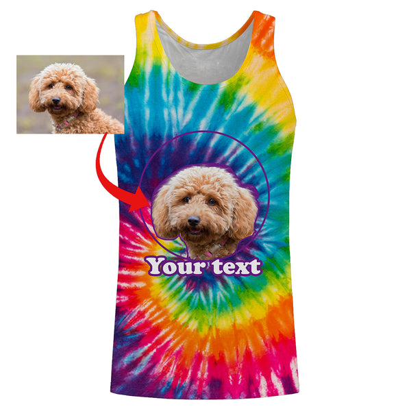 Custom Dog Face, Dog's Photo and Text Tie Dye 3D All over printed T-shirt, Hoodie - Personalized Gift for Dog Owner, Dog Lovers FSD2815