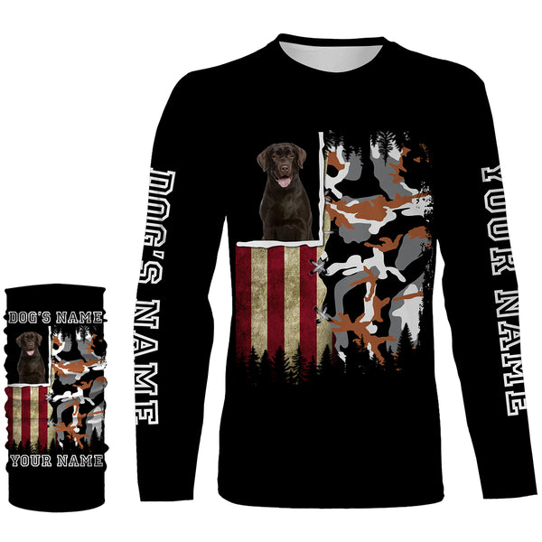 Custom Dog's Photo and Name American flag Camo Full printing Hoodie, T-shirt, Long Sleeve, Personalized Gifts FSD2827