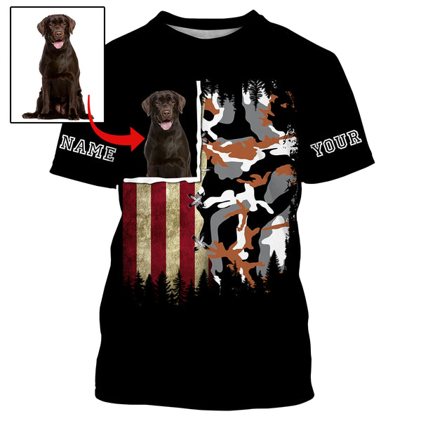 Custom Dog's Photo and Name American flag Camo Full printing Hoodie, T-shirt, Long Sleeve, Personalized Gifts FSD2827