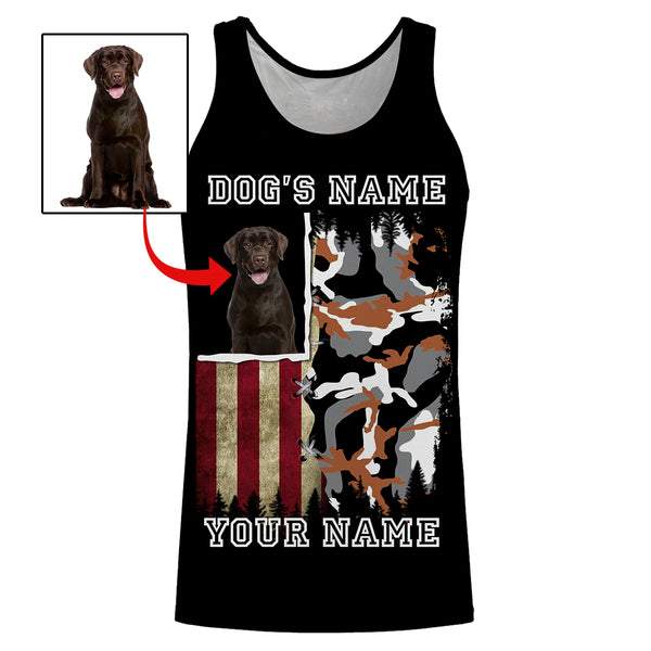 Custom Dog's Photo and Name American flag Camo Full printing Hoodie, T-shirt, Long Sleeve, Personalized Gifts FSD2827