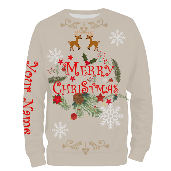 Merry Christmas custom name 3D All over print Sweatshirt, T-shirt, Long sleeves, Hoodie - Christmas gift shirt FSD586