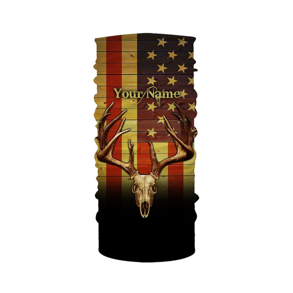 Deer Skull American flag Patriotic Retro Vintage Custom Name all over print shirts, Personalized Gifts FSD3197