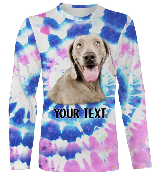 Colorful Tye Dye Spiral with Dog's Face, Custom Dog's Photo and Text 3D All Over Printed Shirt, Personalized Gift FSD2529