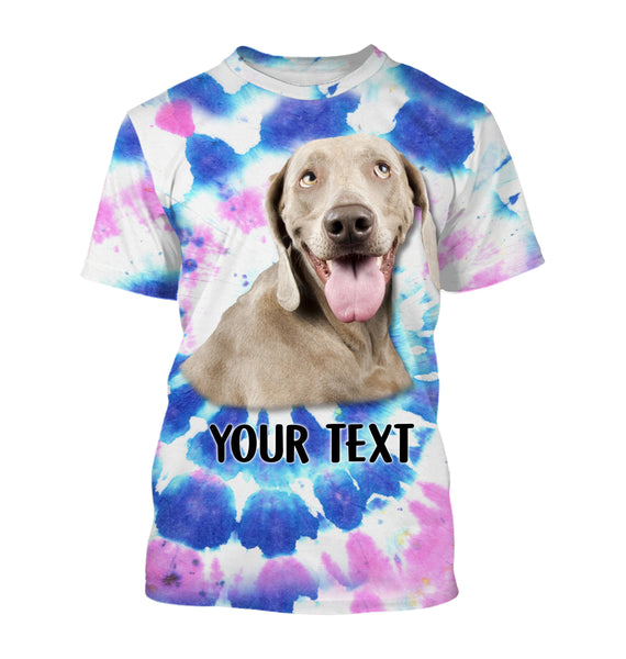 Colorful Tye Dye Spiral with Dog's Face, Custom Dog's Photo and Text 3D All Over Printed Shirt, Personalized Gift FSD2529