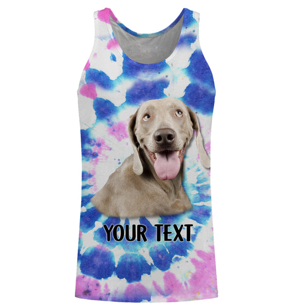 Colorful Tye Dye Spiral with Dog's Face, Custom Dog's Photo and Text 3D All Over Printed Shirt, Personalized Gift FSD2529