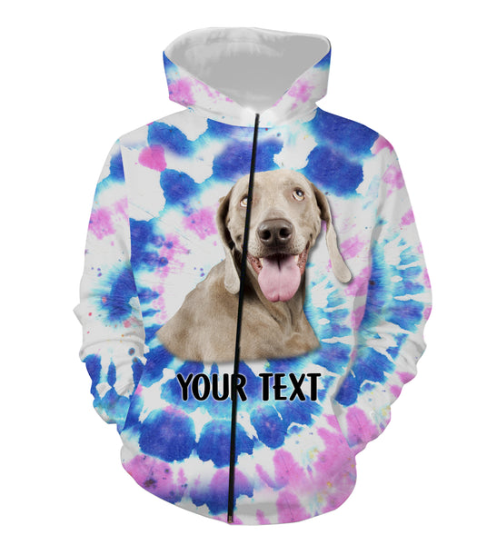 Colorful Tye Dye Spiral with Dog's Face, Custom Dog's Photo and Text 3D All Over Printed Shirt, Personalized Gift FSD2529