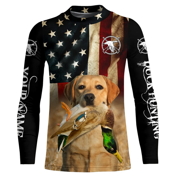 Personalized Labrador Retriever Duck Hunting Dogs American flag Shirts, yellow Labs Bird dog FSD3866