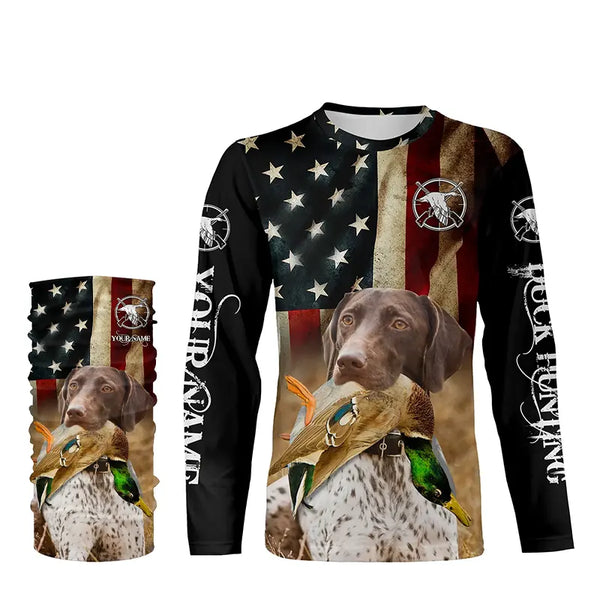 Personalized German Shorthaired Pointer Duck Hunting Dogs American flag Shirts, Hunting gifts FSD3869