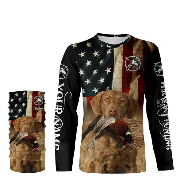 Upland bird dogs Chesapeake Bay Retriever American flag 3D All over printed Shirts FSD3870