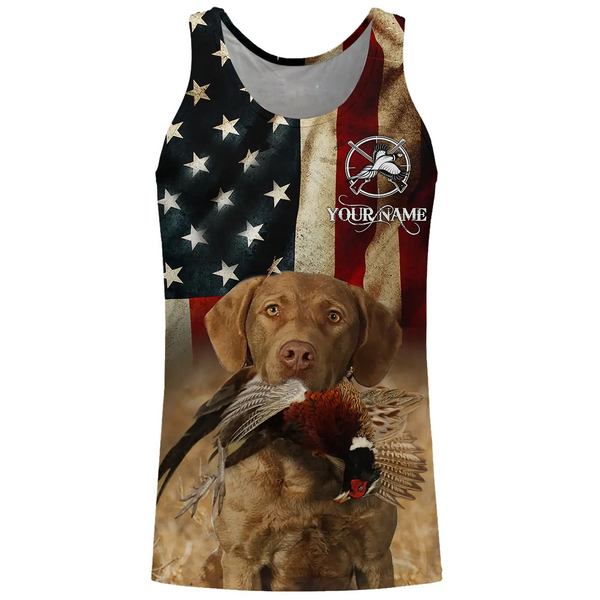 Upland bird dogs Chesapeake Bay Retriever American flag 3D All over printed Shirts FSD3870