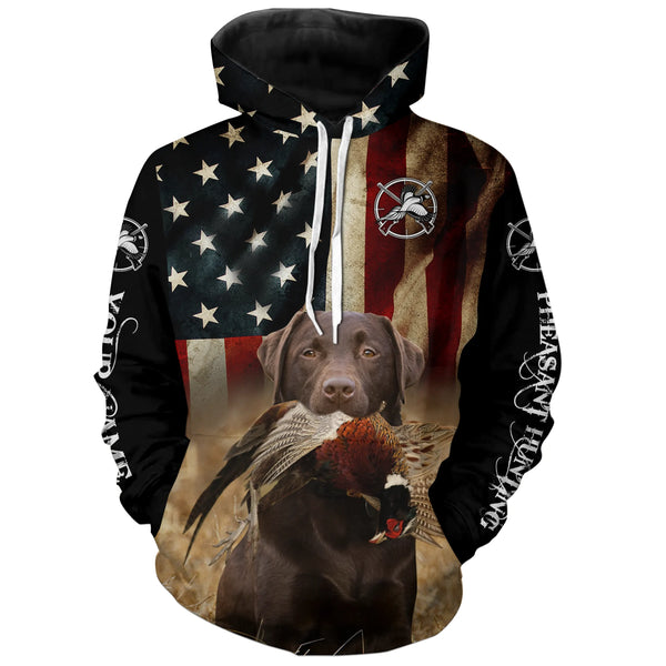 Best Pheasant hunting dogs chocolate Labrador Retriever American flag 3D All over printed Shirts FSD3872