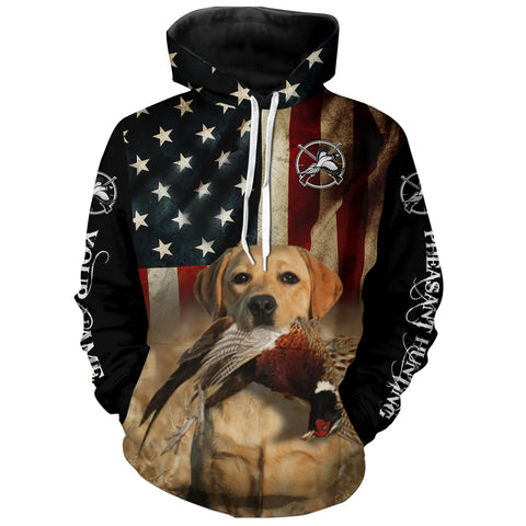 Good bird dogs yellow Labrador Retriever Pheasant Hunting American flag 3D all over printed Shirts FSD3873