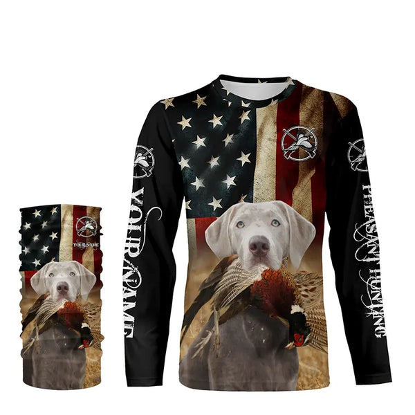 Silver Labrador Retriever Pheasant Hunting Dogs custom American flag Shirts, Hunting gifts FSD3874