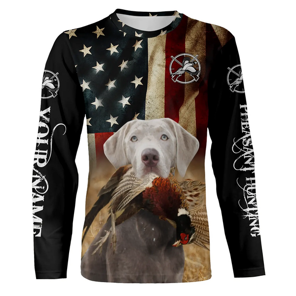 Silver Labrador Retriever Pheasant Hunting Dogs custom American flag Shirts, Hunting gifts FSD3874