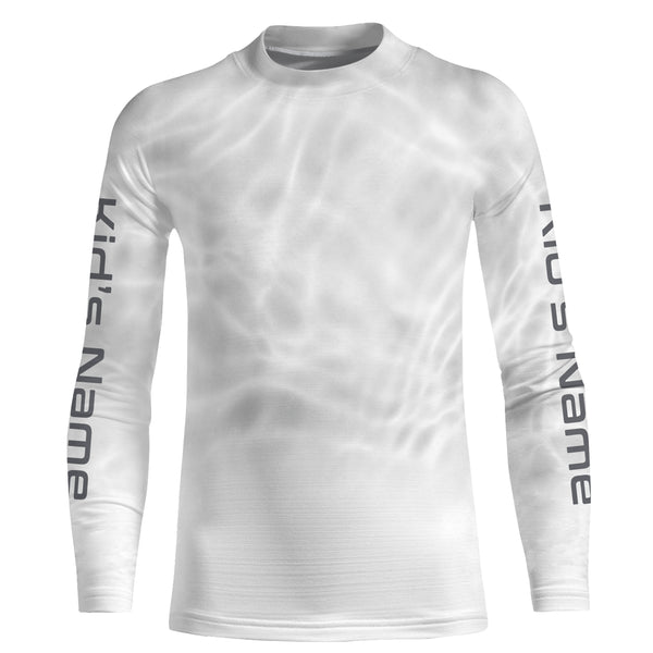 Personalized Water Wave White Performance Shirts, Fishing Tournament UV Protection Long Sleeve, Fishing Jerseys FSD2671