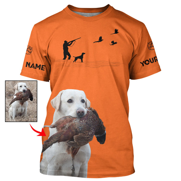 Custom Photo of Hunting Dog orange shirts for Bird Hunters FSD3914