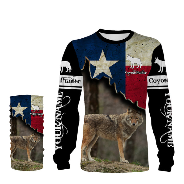 Coyote Hunting Texas flag Custom Name 3D All over print Shirts - Personalized Coyote Hunting gifts FSD3056