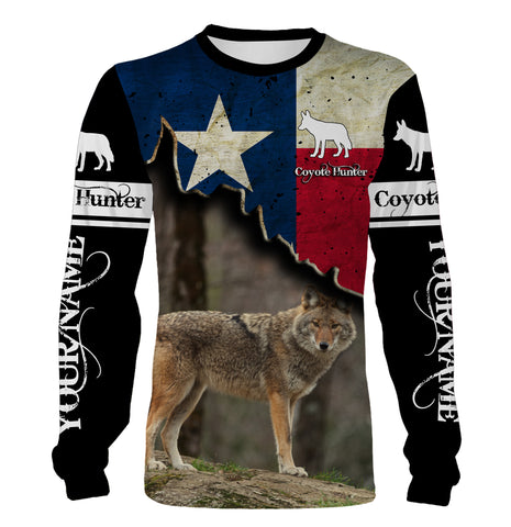 Coyote Hunting Texas flag Custom Name 3D All over print Shirts - Personalized Coyote Hunting gifts FSD3056